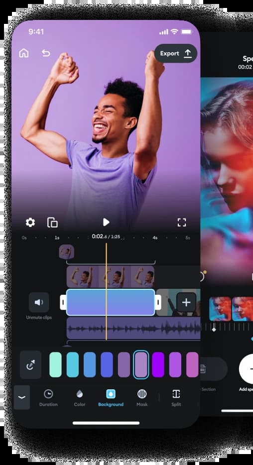 A screenshot of Splice mobile app that show the background coloring fuction