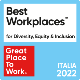 The logo of the Great Place To Work award: Italy’s Best Workplaces for Diversity, Equity & Inclusion 2022