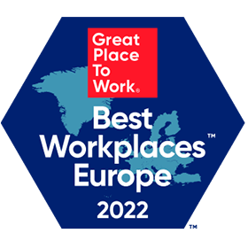 The logo of the Great Place To Work award: Best Workplaces in Europe 2022